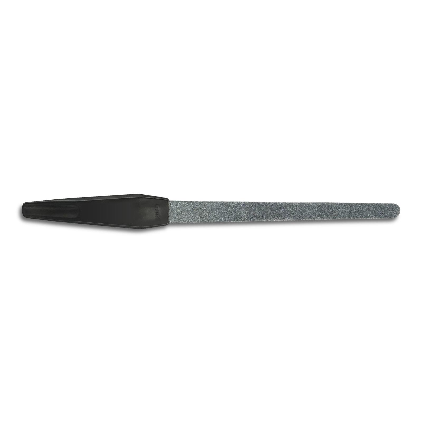 Professional diamond file with plastic handle and rounded tip, 18 cm