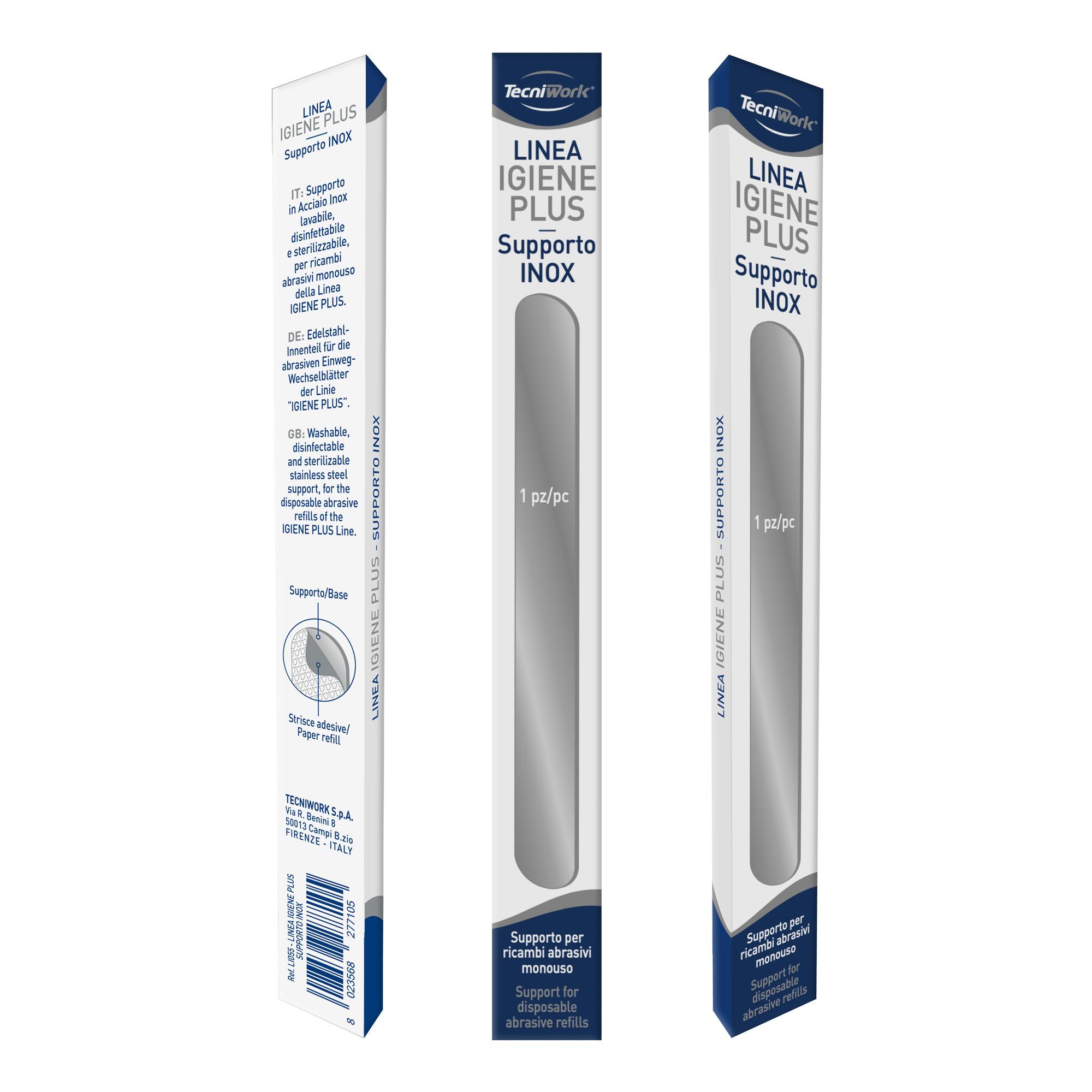 Soporte de acero inoxidable para recambios abrasivos desechables Higiene Plus 1 pz