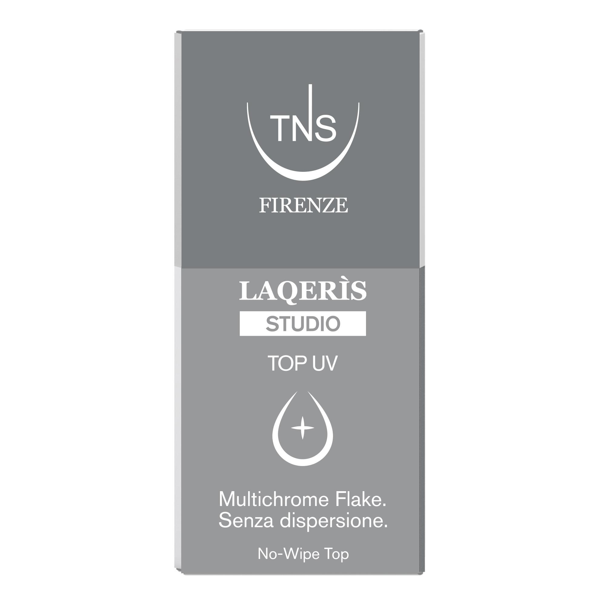 Multichrome-Flake-UV-Topcoat für semipermanenten Nagellack von Laqerìs Studio TNS, 10 ml
