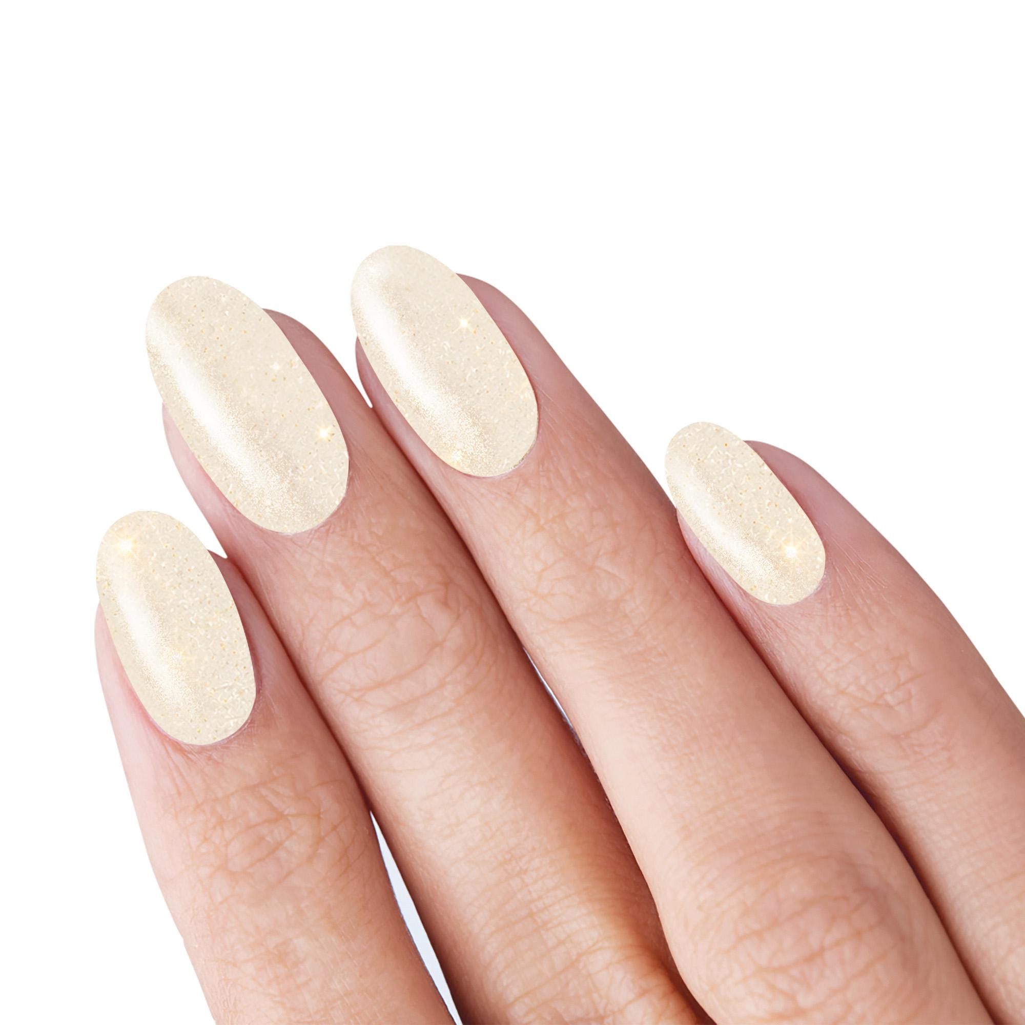 Semipermanenter Nagellack „Vanilla Sparkle“ in Cremeweiß mit goldenem Mikroglitter, 10 ml, Laqerìs Studio TNS