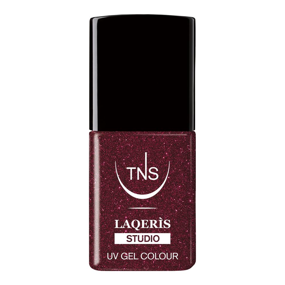 Semi-permanent nail polish Glitter Burgundy burgundy with glitter Laqerìs Studio TNS 10 ml