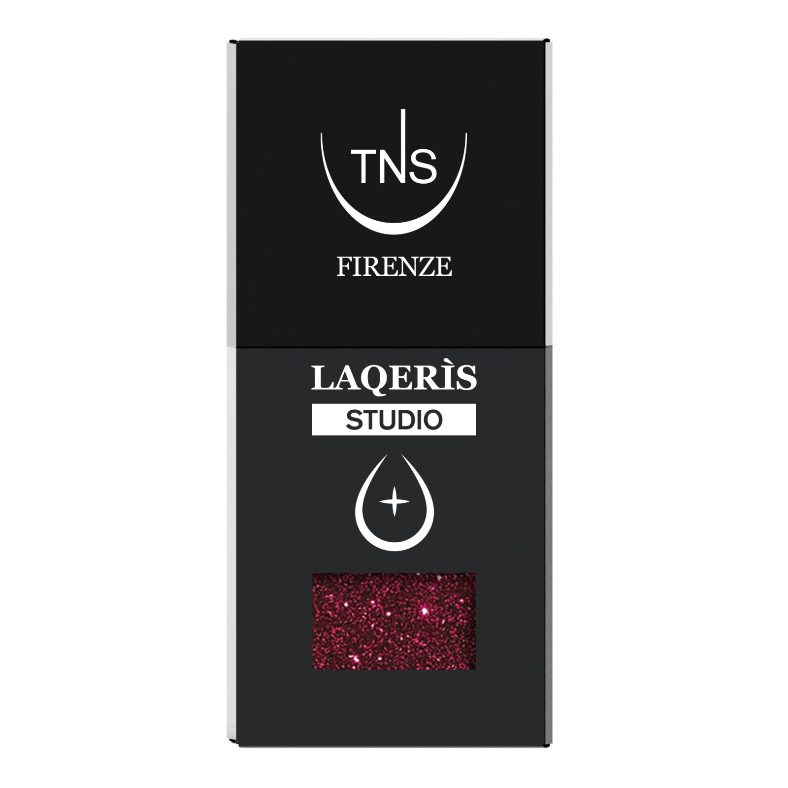Semi-permanent nail polish Glitter Burgundy burgundy with glitter Laqerìs Studio TNS 10 ml