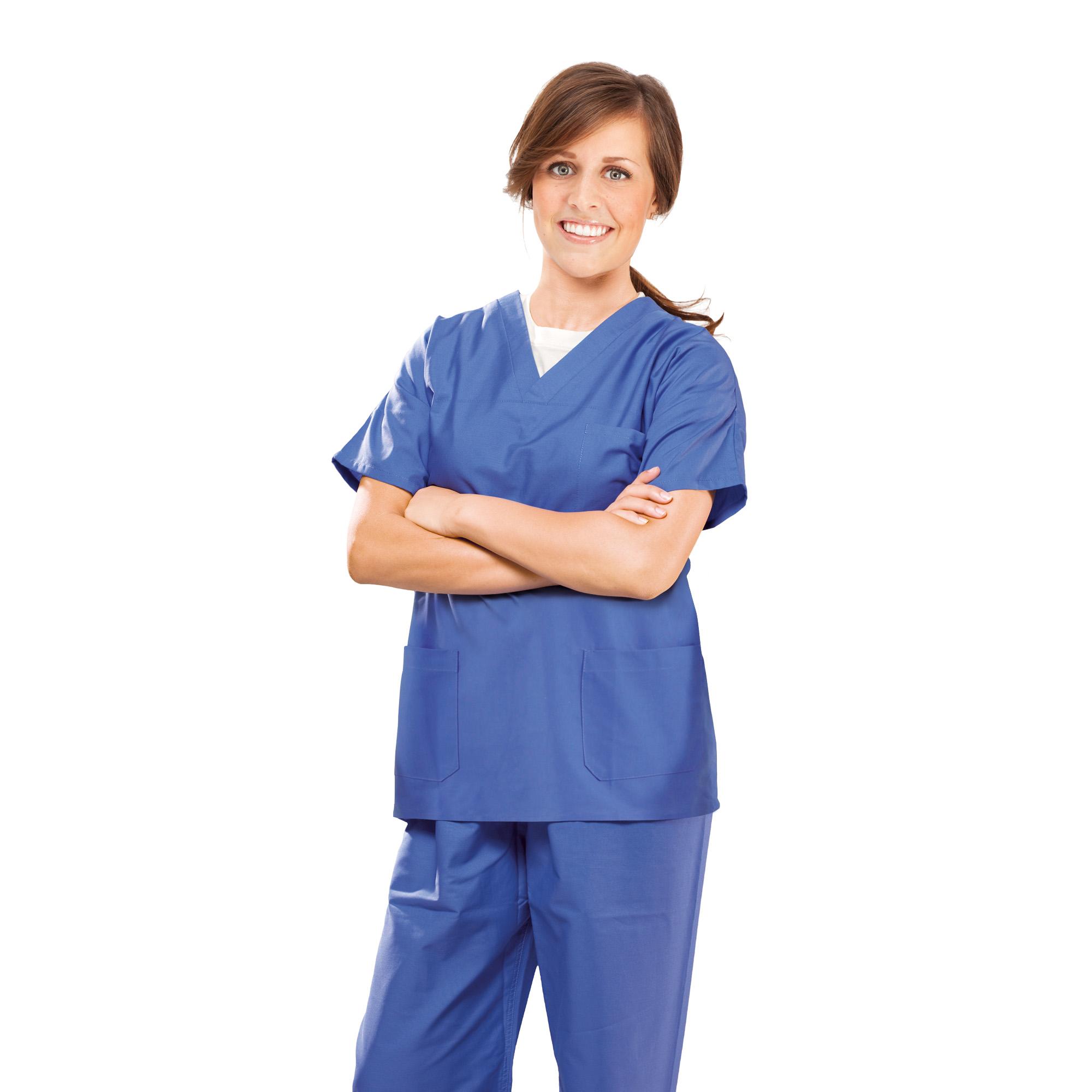 Bata profesional de algodón azul Unisex