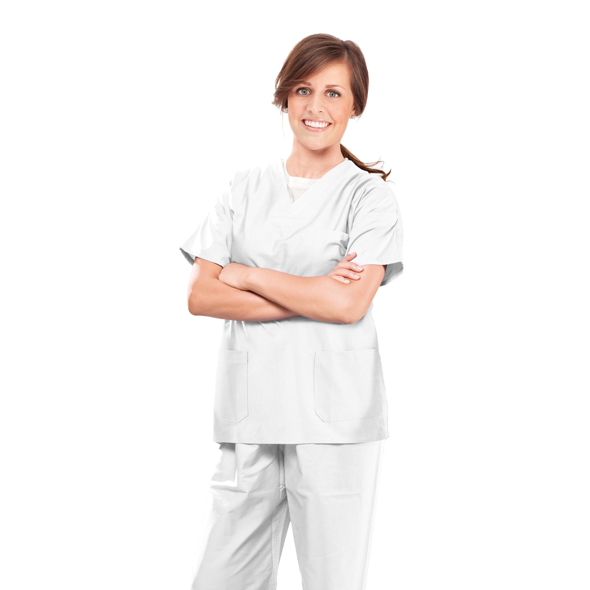 Pantalones profesionales de algodón blanco Unisex