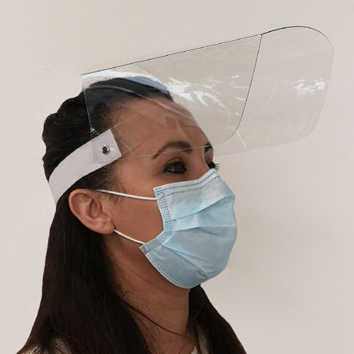 Arbeitsschutzvisier mit verstellbaren Gelenken und Kopfband