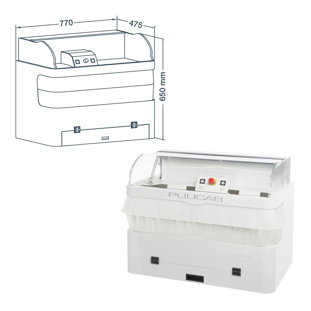 Pulitrice con box di levigatura e luce LED Pulicab