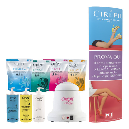 Hair removal promotion with wax pearls and Cirepil jar