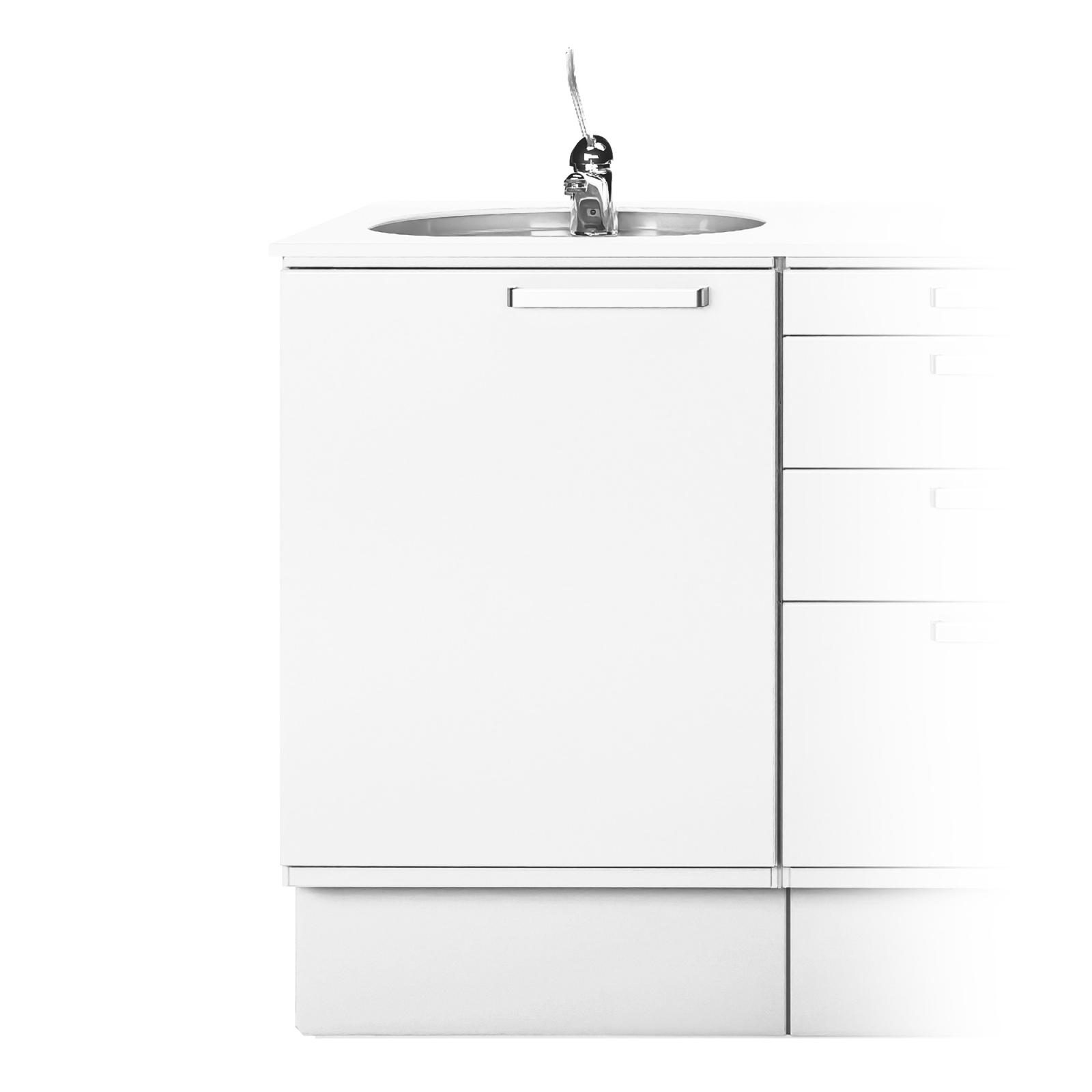 Modulo per mobile componibile con lavello inox, miscelatore e zoccolino