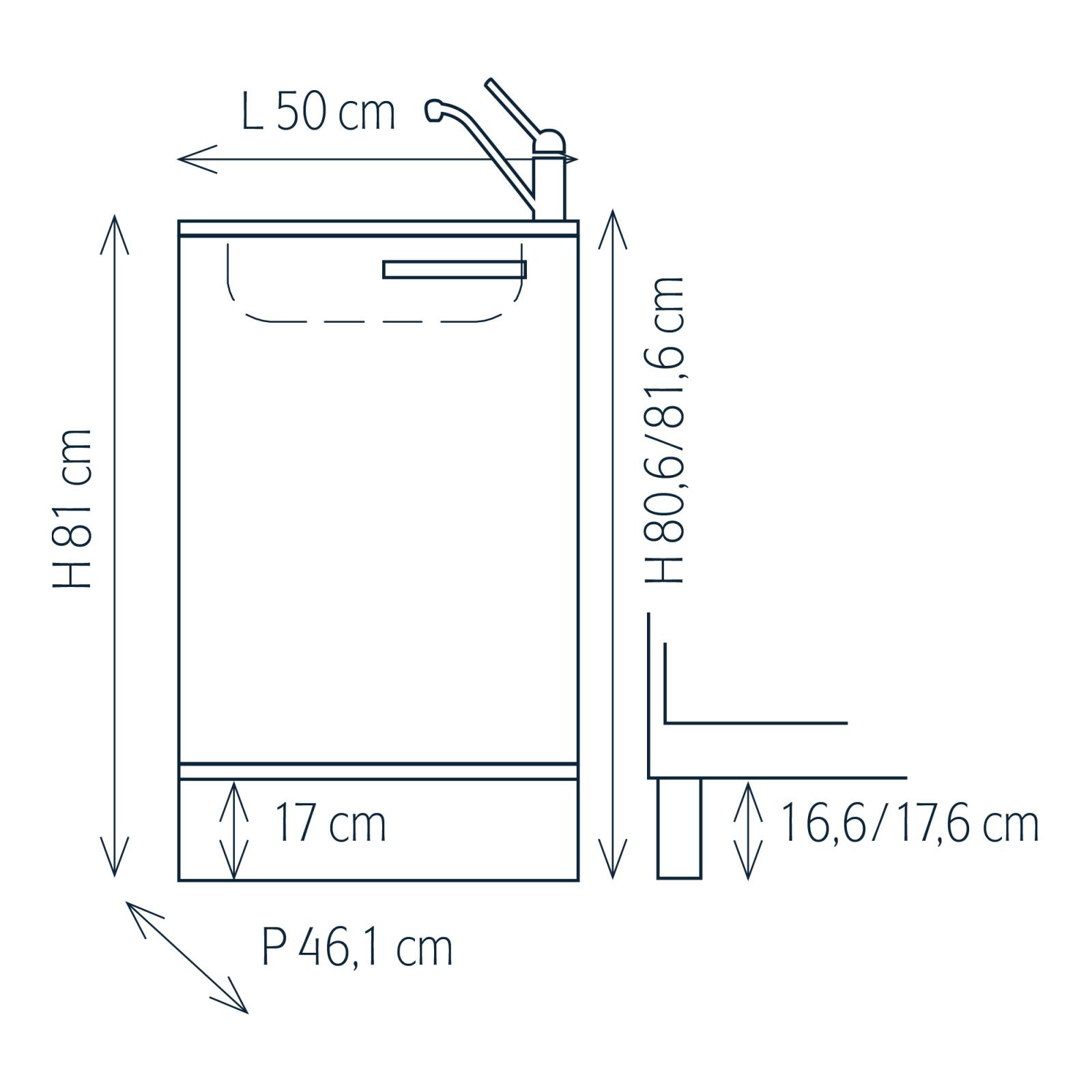 Modulo per mobile componibile con lavello inox, miscelatore e zoccolino