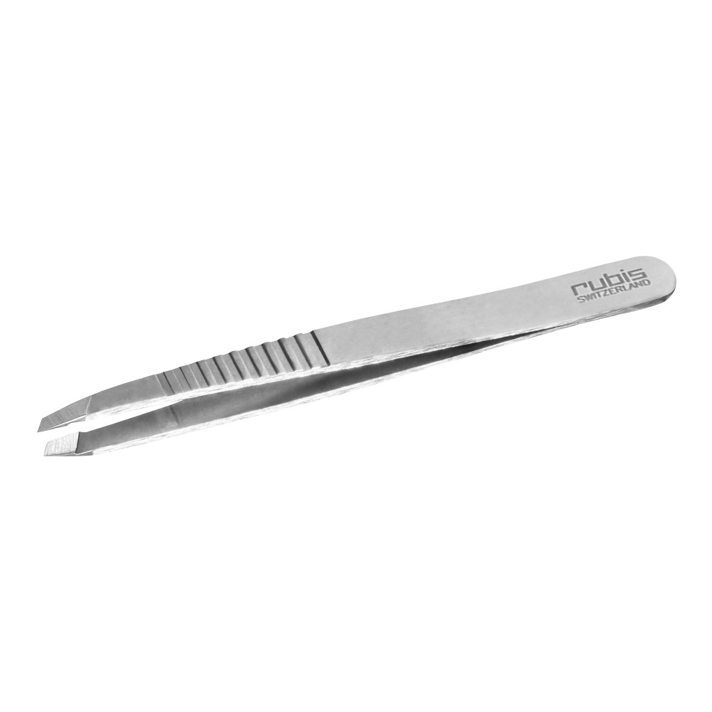 Rubis Pro-Grip Edelstahlpinzette mit schräger Spitze
