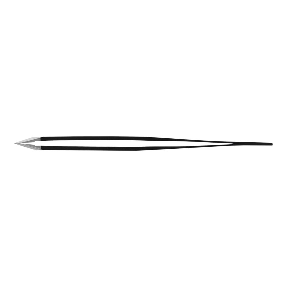 Rubis stainless steel tweezers with slant tip black
