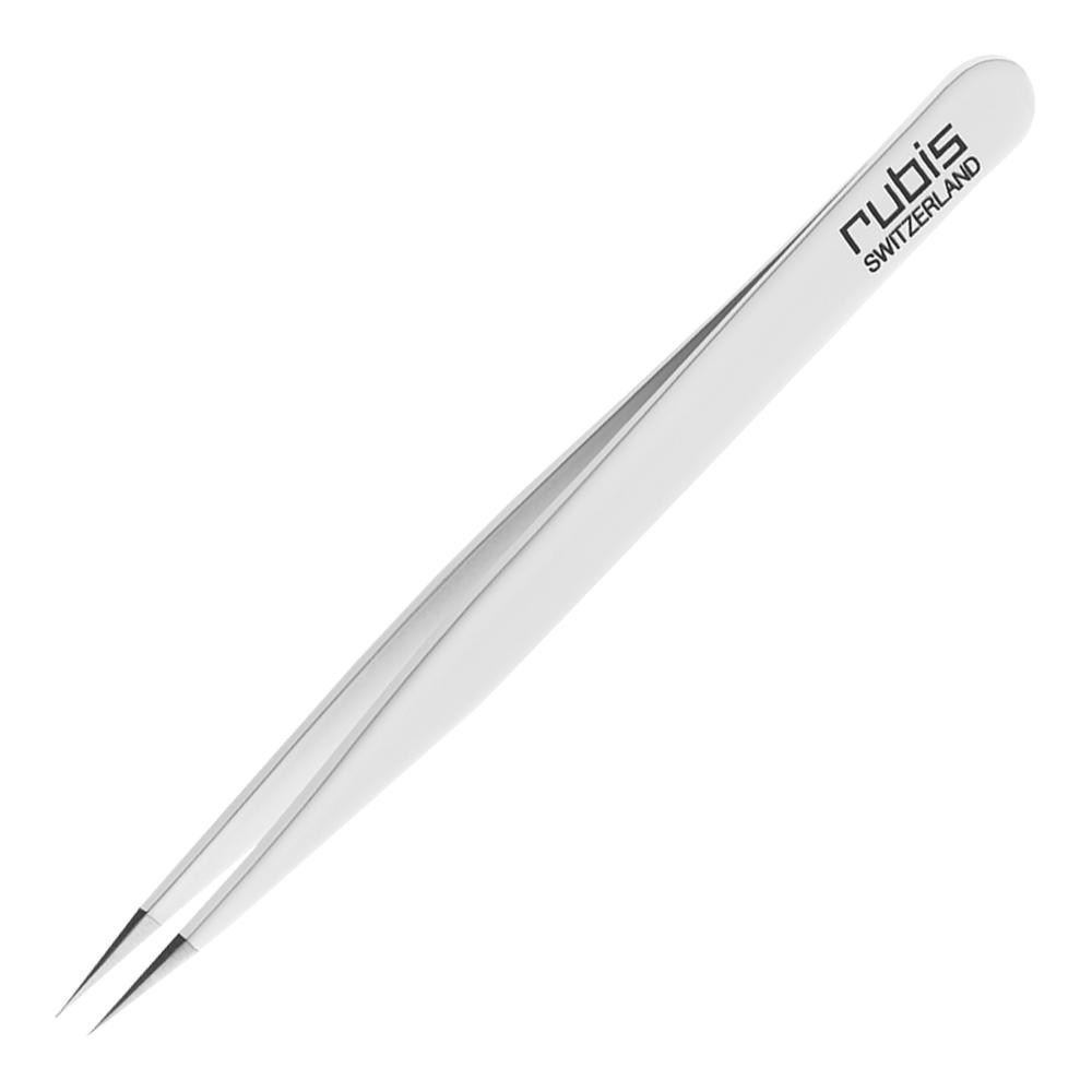 Pince à épiler Rubis en acier inoxydable à bouts pointus blanc