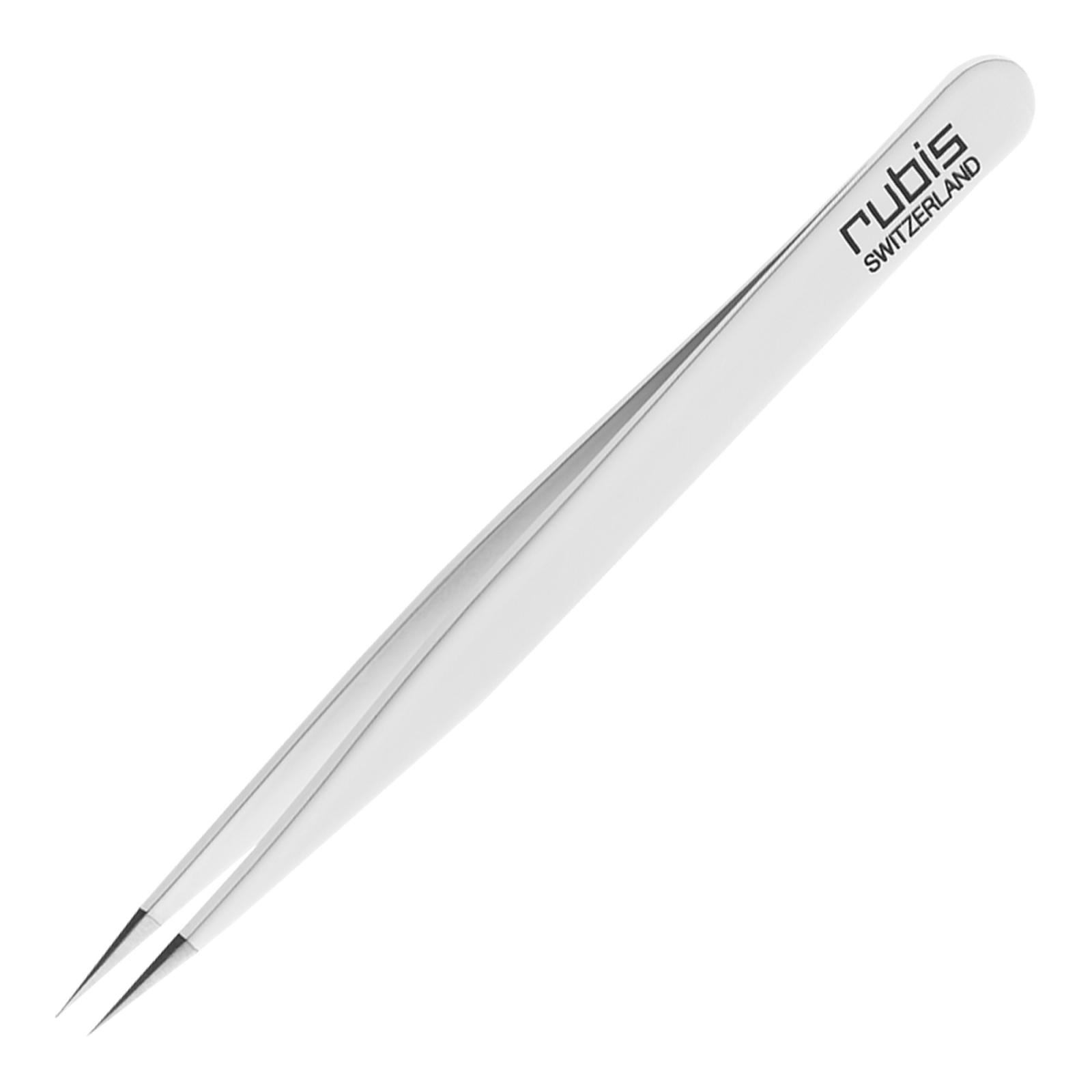 Pince à épiler Rubis en acier inoxydable à bouts pointus blanc