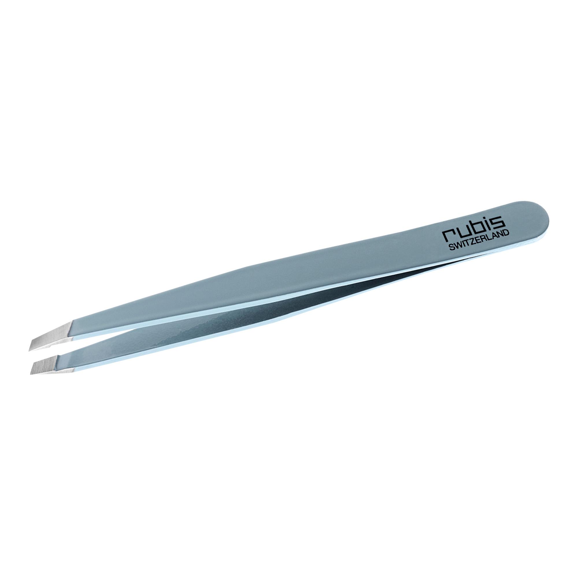 Pinzetta in Acciaio Inox con punta obliqua Rubis colore Celeste