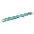 Rubis stainless steel tweezers with oblique tip water green colour