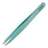 Rubis stainless steel tweezers with oblique tip water green colour