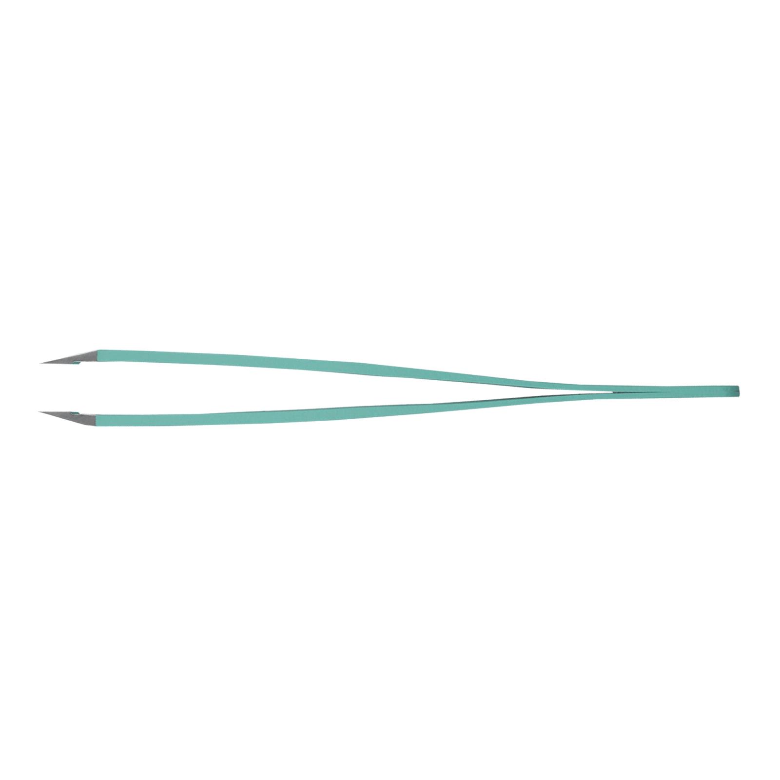 Rubis stainless steel tweezers with oblique tip water green colour