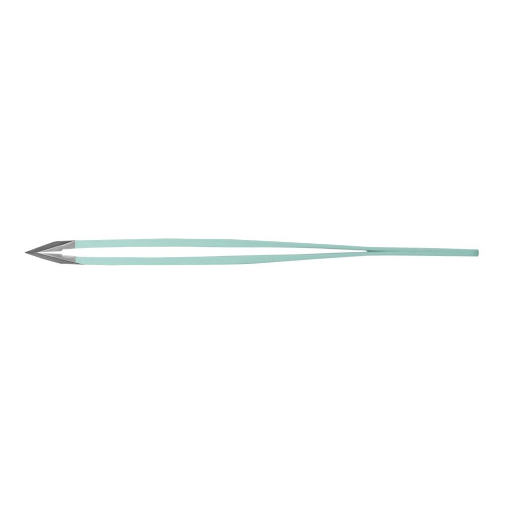 Rubis stainless steel tweezers with oblique tip water green colour
