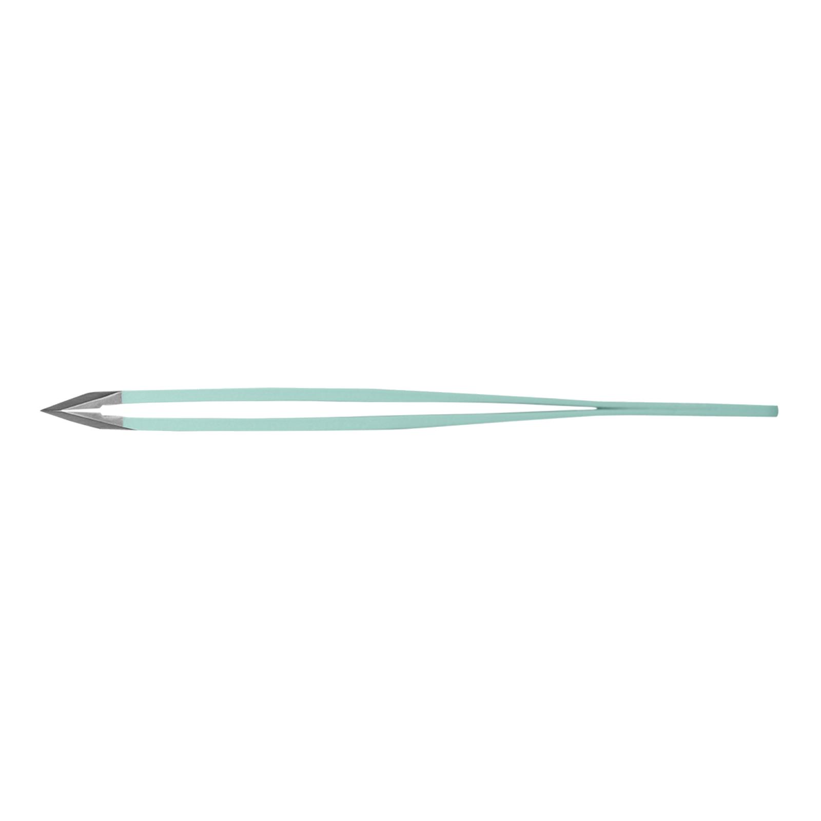 Rubis stainless steel tweezers with oblique tip water green colour