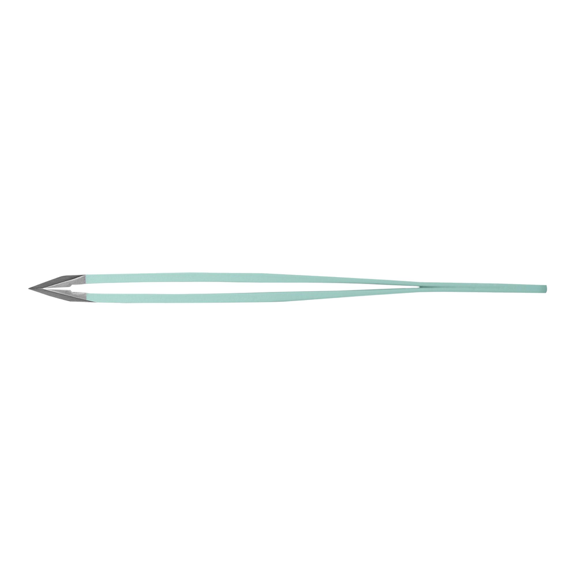 Rubis stainless steel tweezers with oblique tip water green colour
