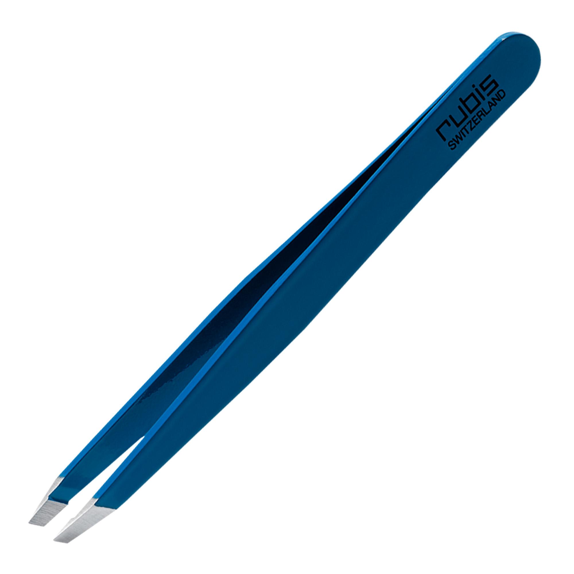 Pinzetta in Acciaio Inox con punta obliqua Rubis colore Blu