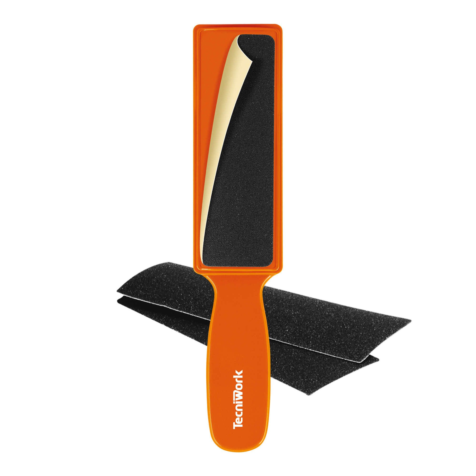 Skin Up foot file with 2 spare abrasive refills orange