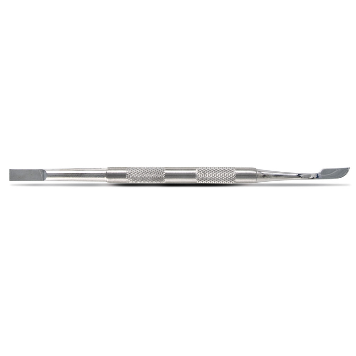 Professional stainless steel cuticle pusher with double flat, rectangular and lance-shaped tip