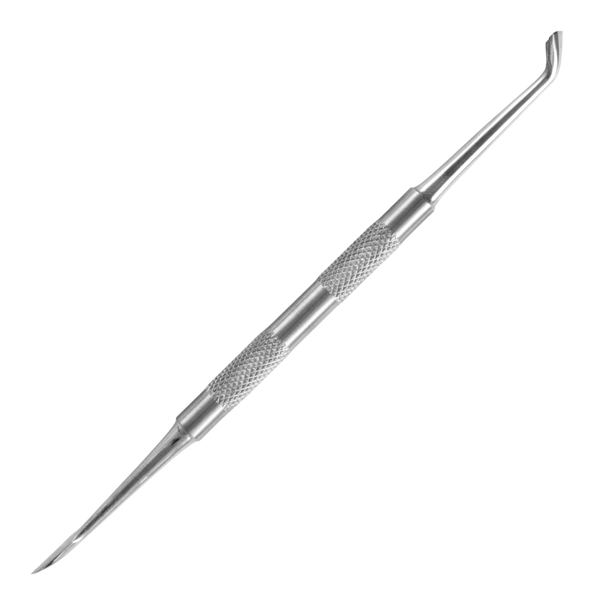 Empujador de piel profesional de acero inoxidable con doble punta cóncava y lanceolada Nail Pusher