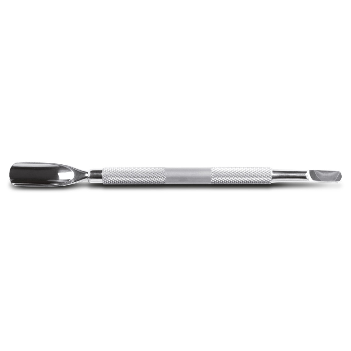Professional stainless steel cuticle pusher with double concave and flat-rectangular tip