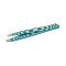 Square Blue Professional Eyebrow Tweezers with Slanted Tip