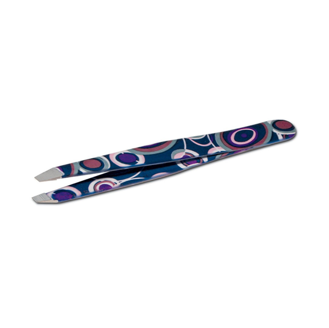 Seventies Edelstahl-Profi-Augenbrauenpinzette mit abgeschrägter Spitze lila