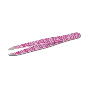 Slant tweezers hearts fuchsia