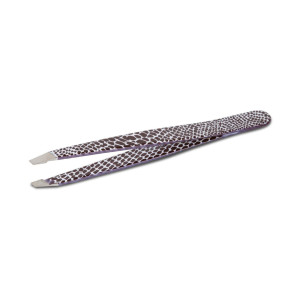 Slant tweezers snake skin b/w