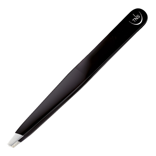 Professionelle schwarze Edelstahl-Augenbrauenpinzette mit abgeschrägter Spitze