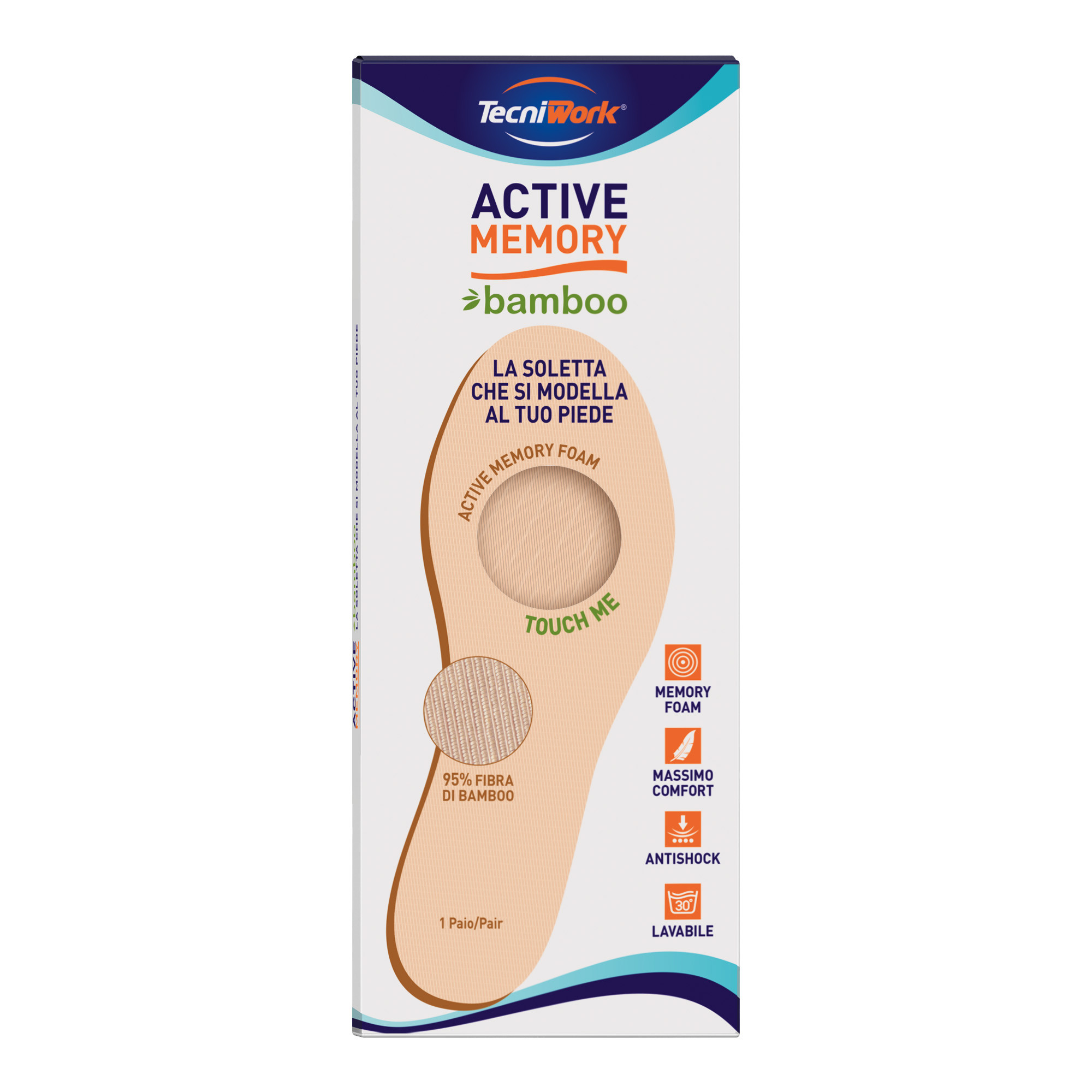 Soletta con rivestimento in fibra di bambù Active Memory Bamboo Misura 36 1 paio