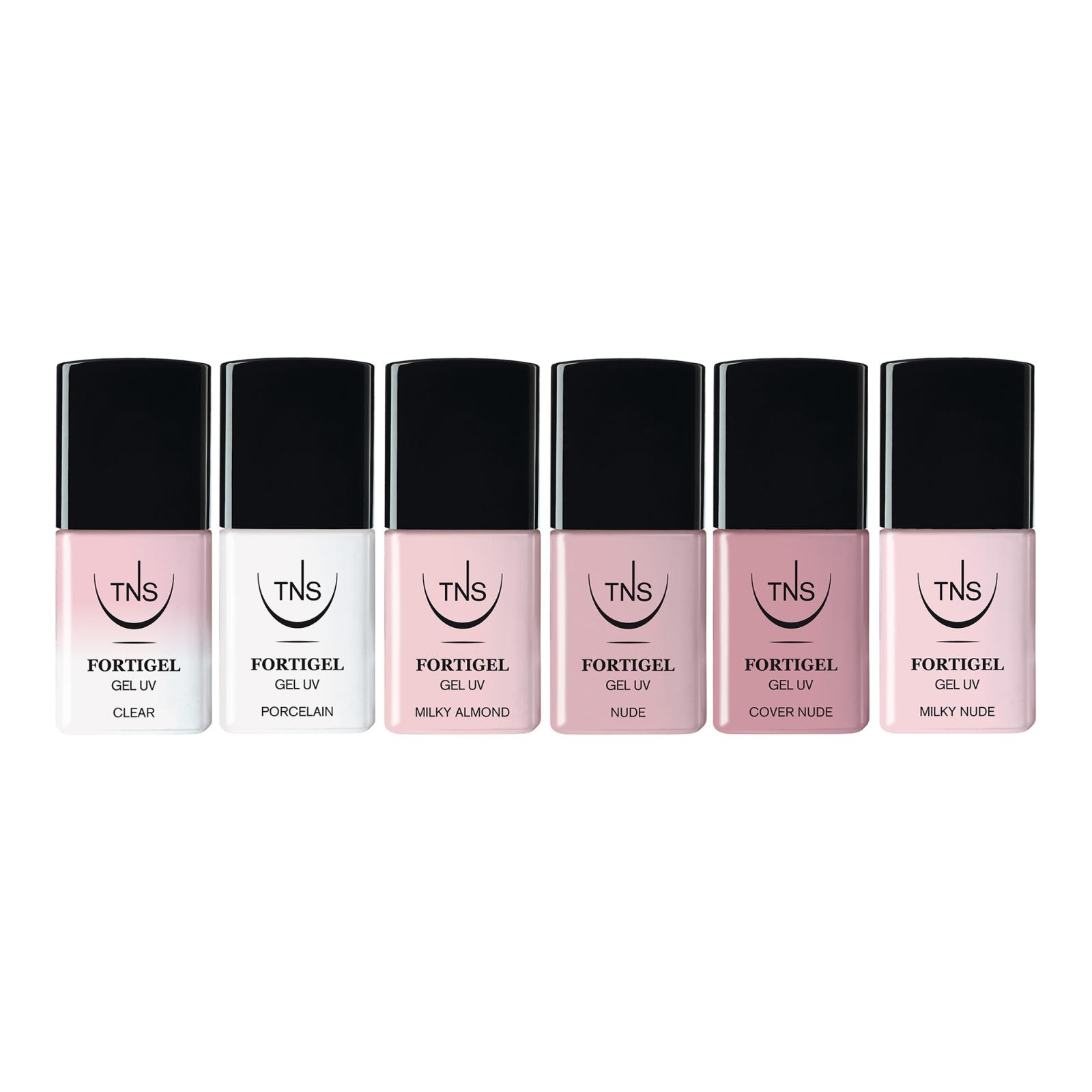 Promozione Fortigel 6 colori, base primer e soluzione lucidante Finish TNS 8 pz