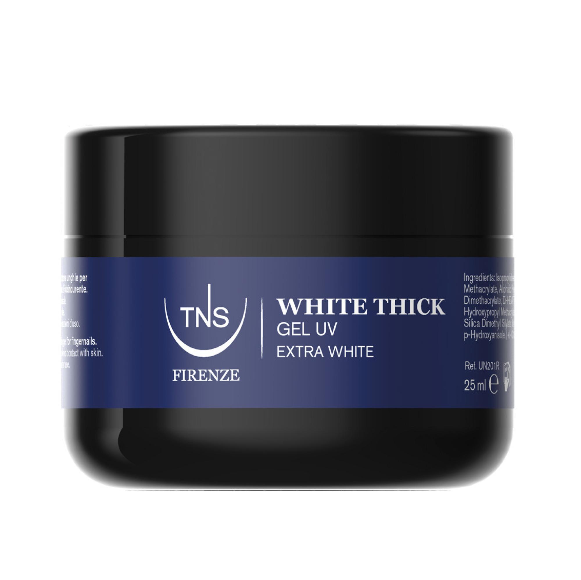 Gel UV trifásico para alargar con cartulina White Thick Extra Blanco TNS 25 ml
