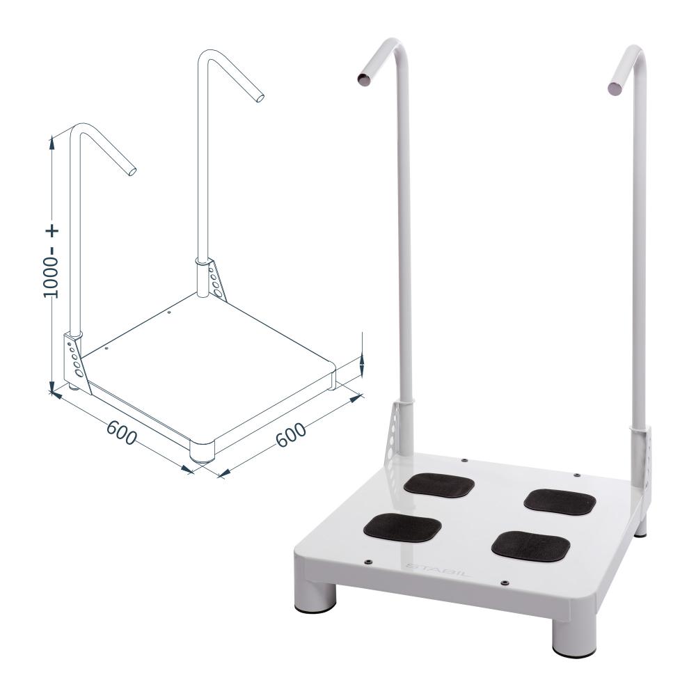 Plataforma para toma de huellas con barras de soporte ajustables