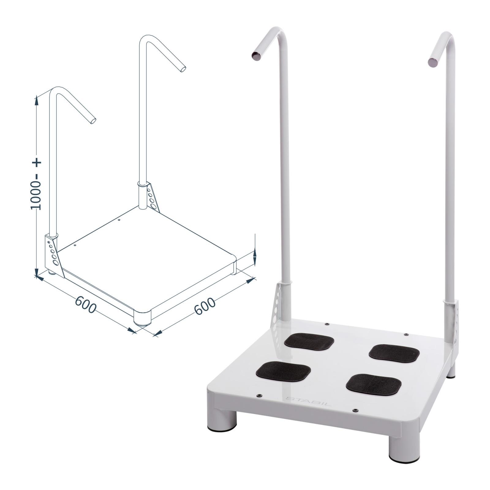 Plataforma para toma de huellas con barras de soporte ajustables
