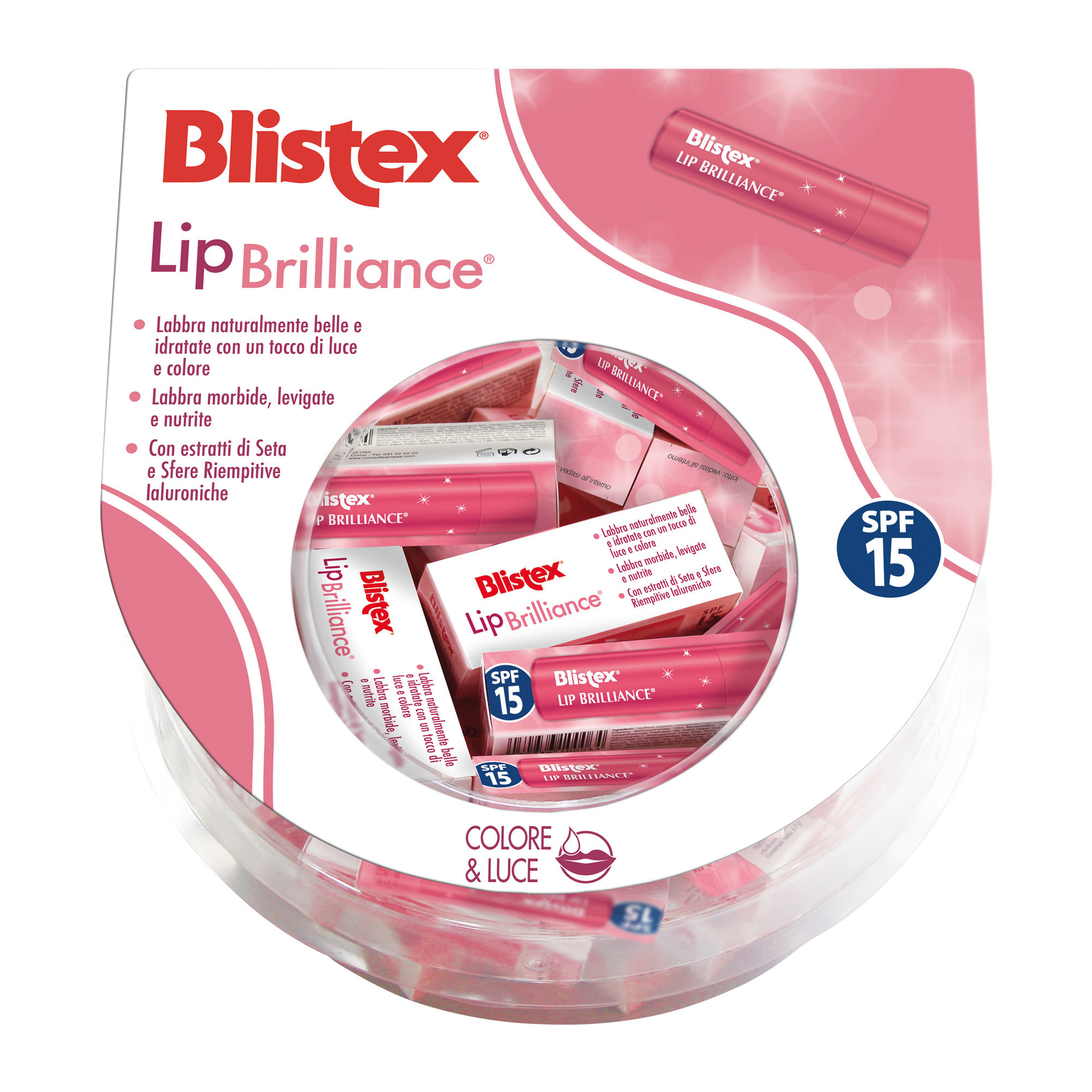 Blistex labbra Lip Brilliance stick idratante e colorante Espositore 24 pz