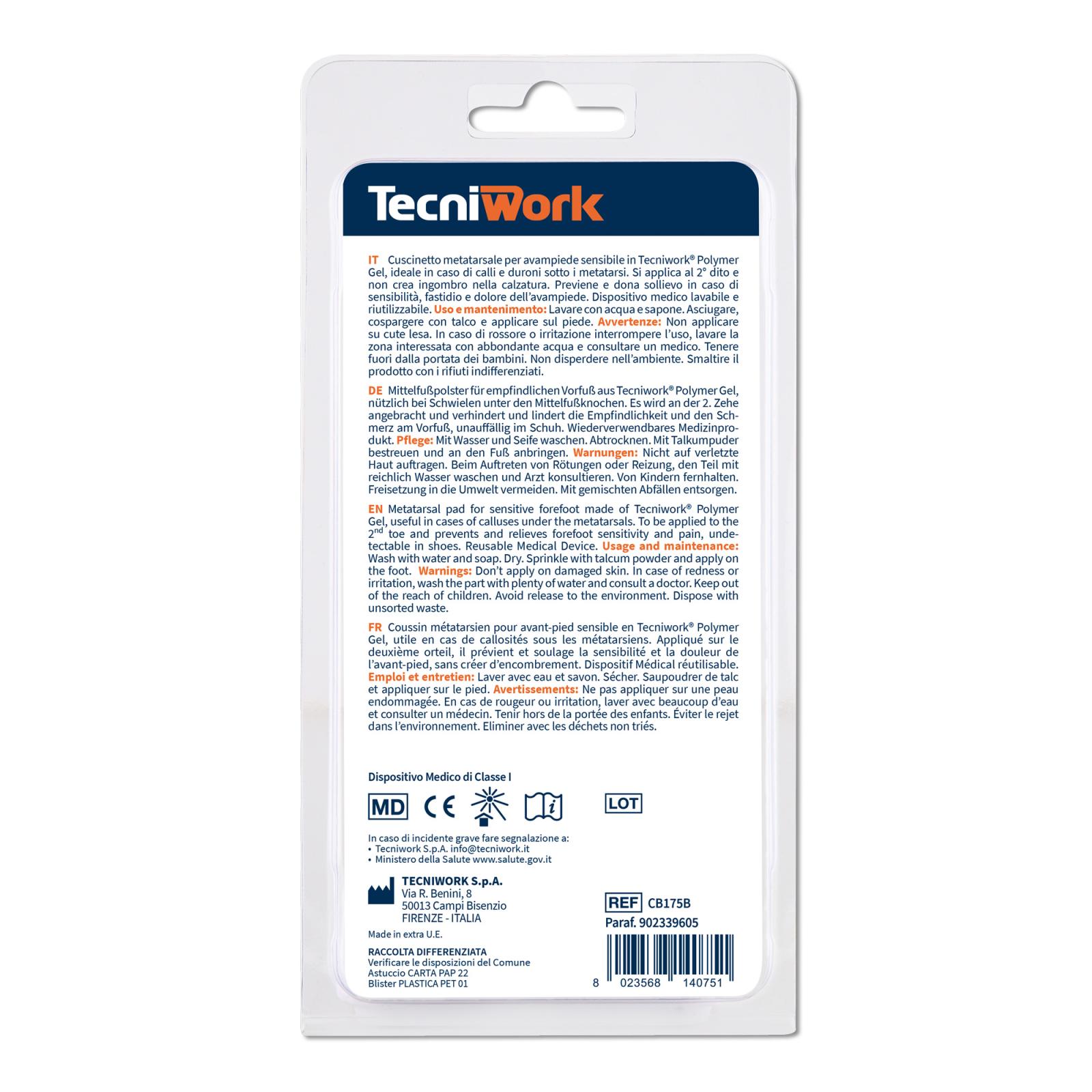 Coussinet métatarsien pour le pied en Tecniwork® Polymer Gel
