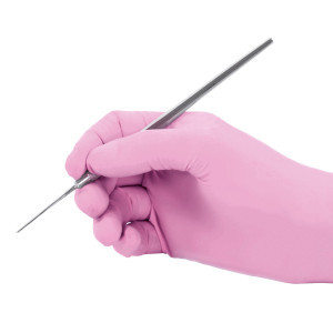 Powder-free nitrile disposable pink gloves