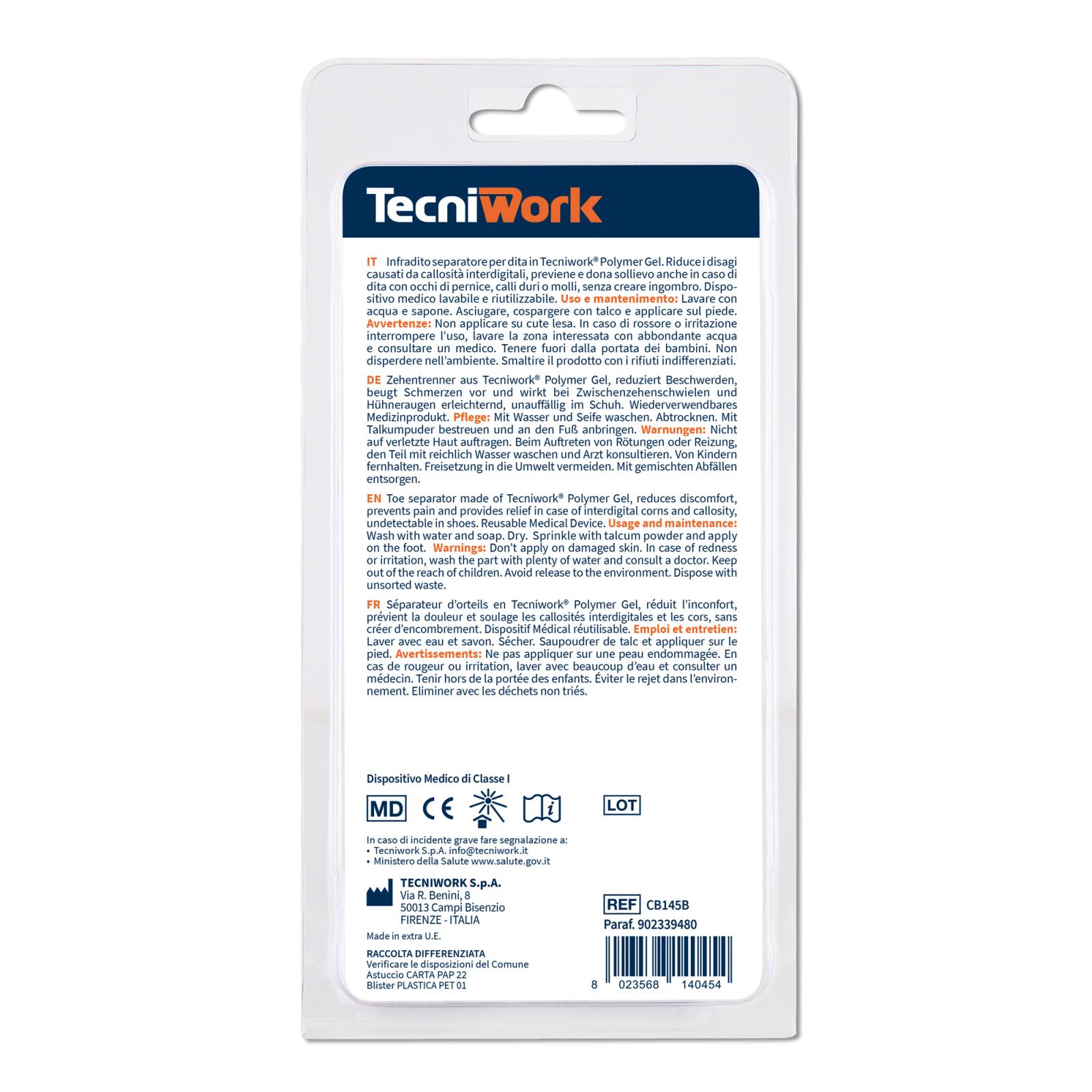 Bio-Gel Zehenzwischenpolster aus transparentem Tecniwork Polymer Gel