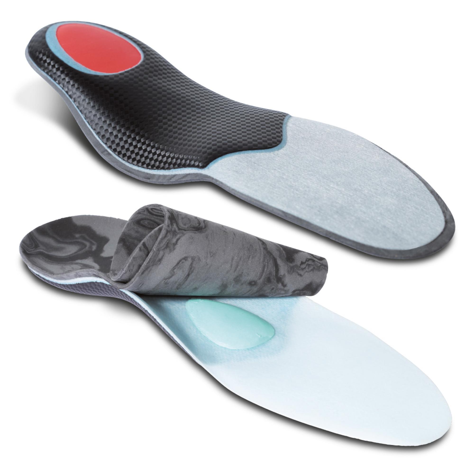 Semi-finished thermoformed resin insoles to be glued