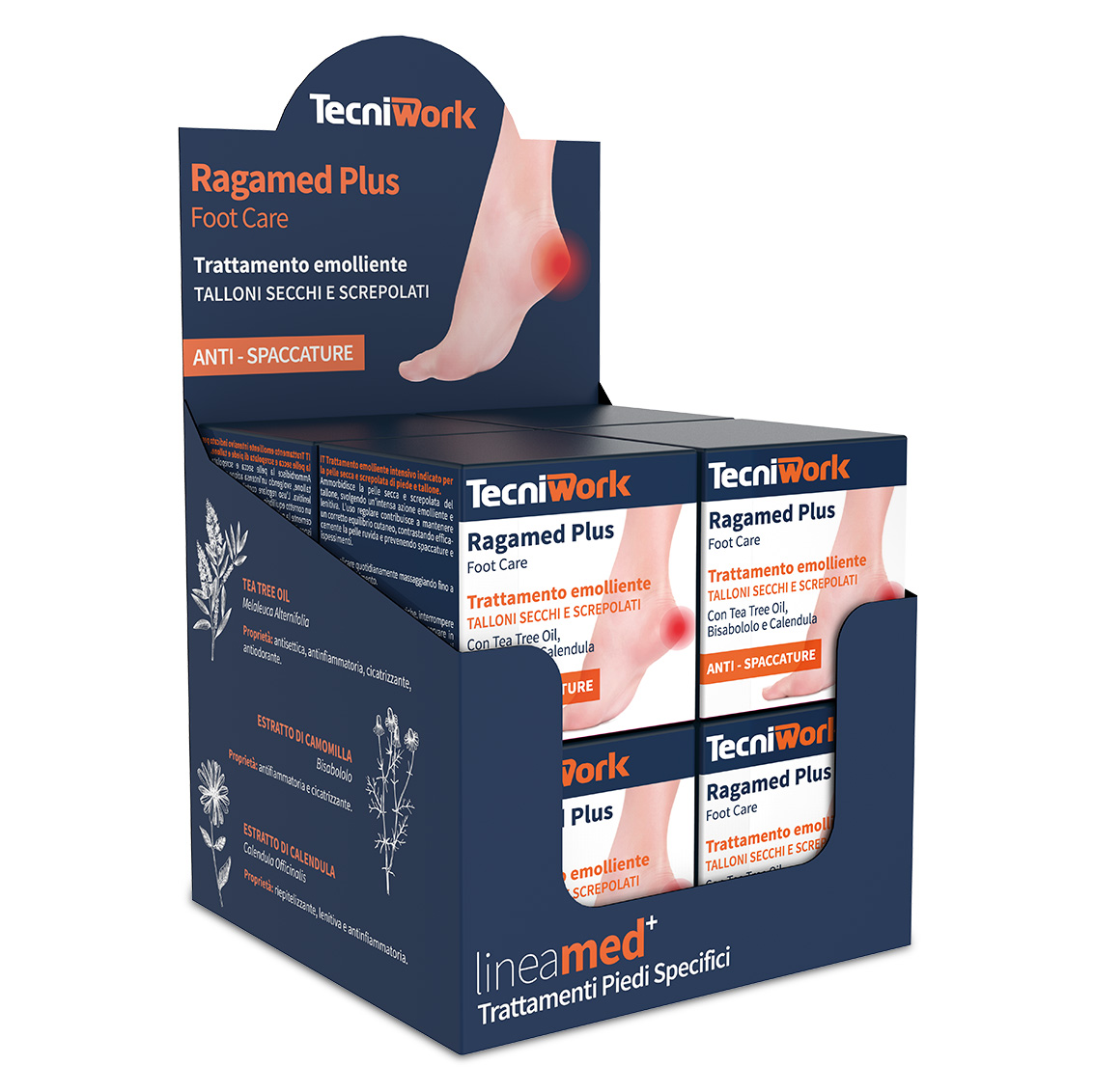 Ragamed Plus traitement émollient des pieds pour les talons secs 75 ml présentoir de 8 pièces