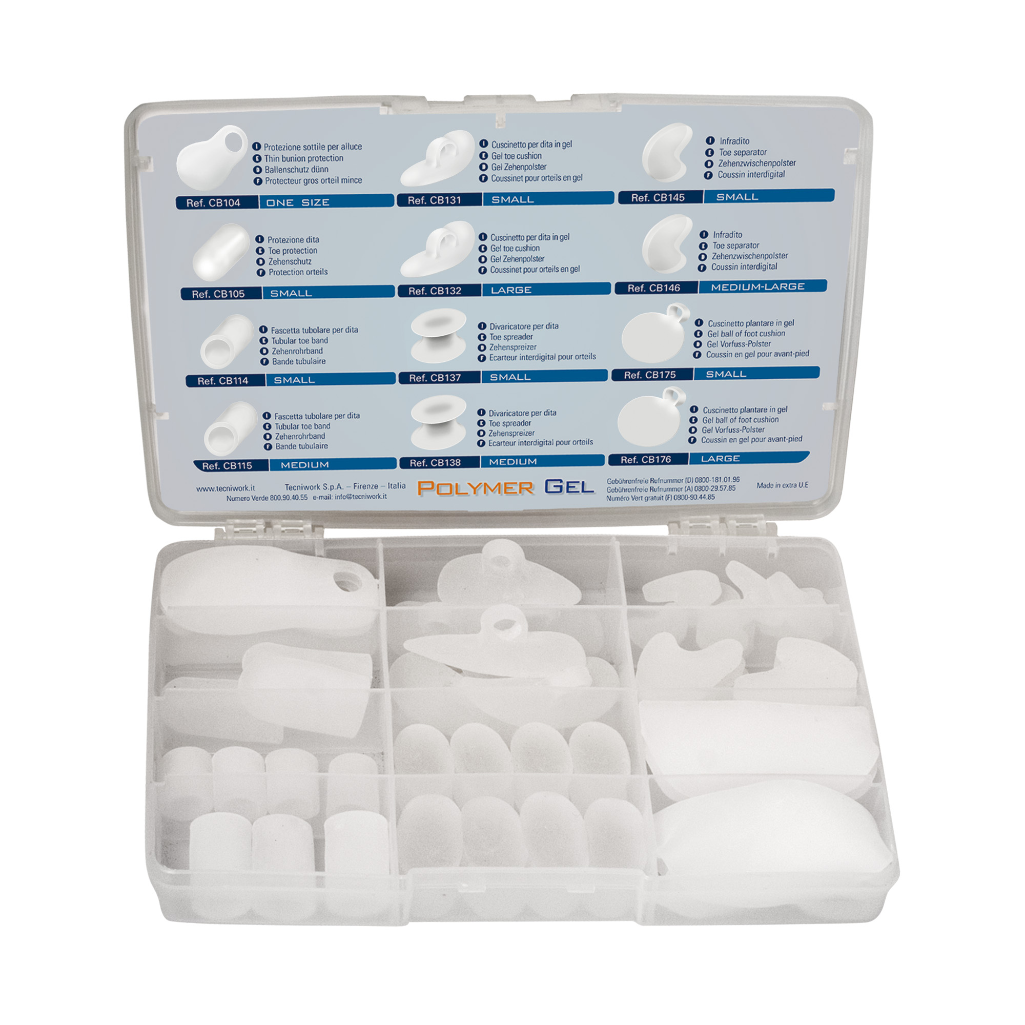 Protections pour orteils en Tecniwork Polymer Gel transparent Kit de 52 pièces