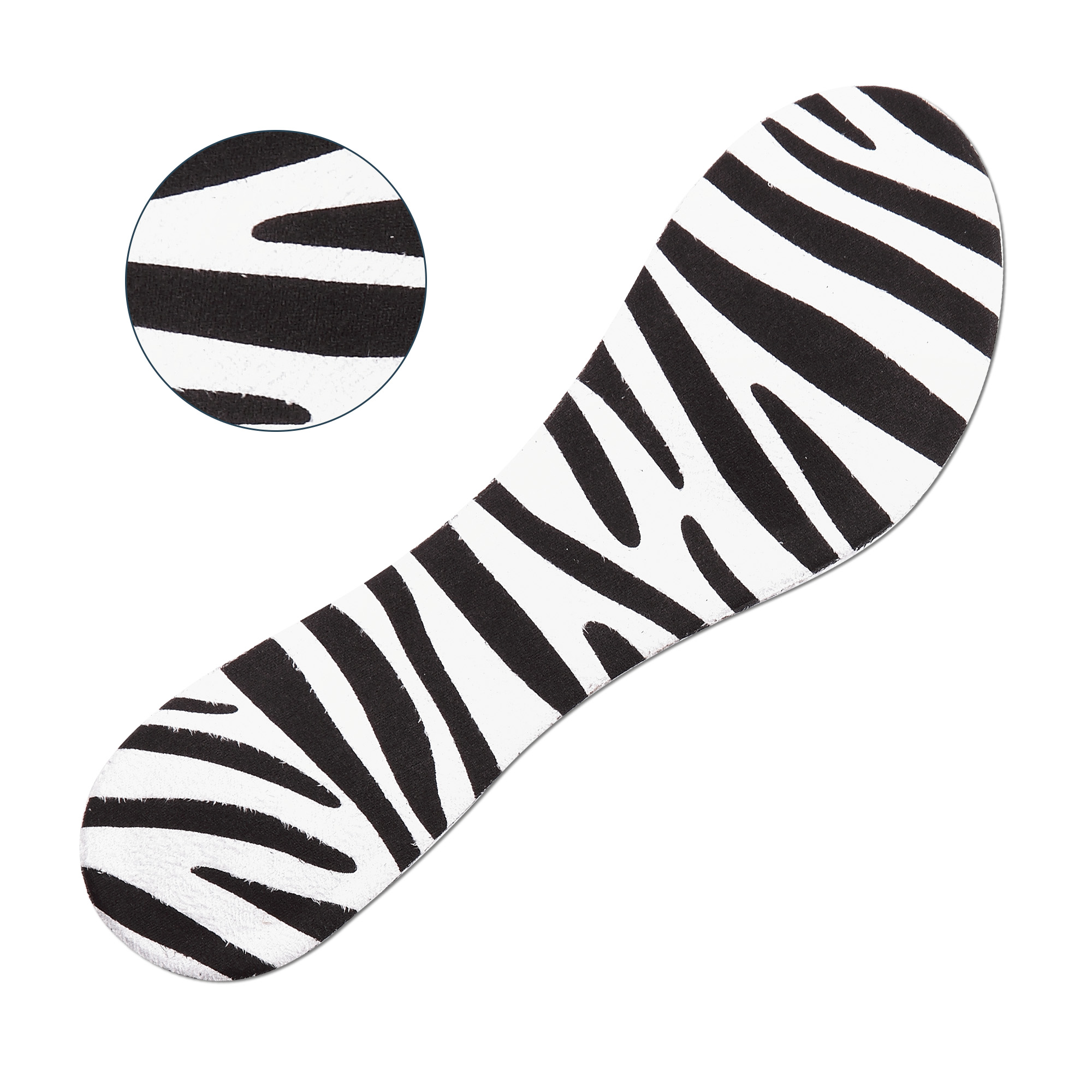 Tecniwork Foam Insoles ¾ Zebra Patterned Foam Night and Day Display 6 pairs