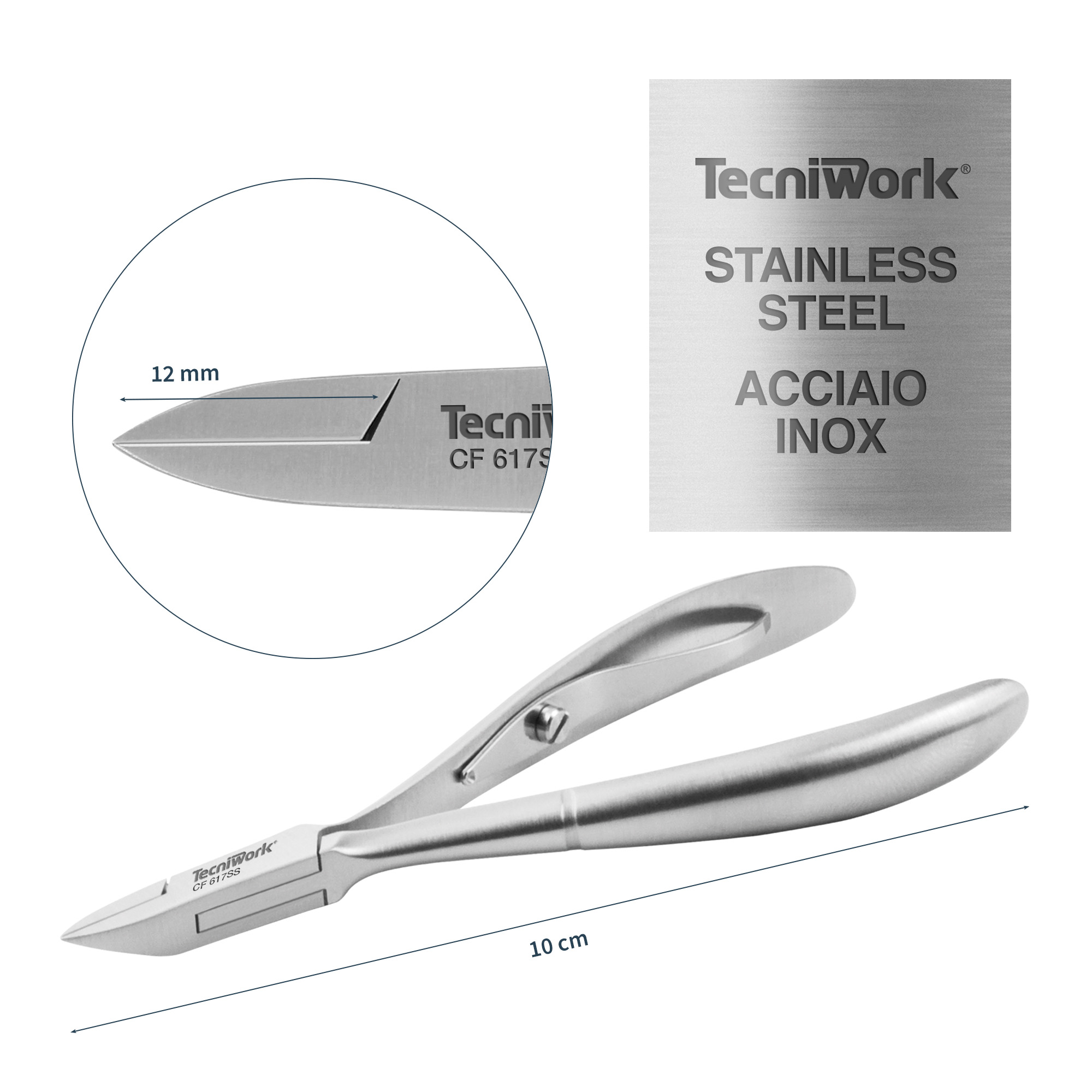 Professional nail nippers straight jaw cut 12 mm