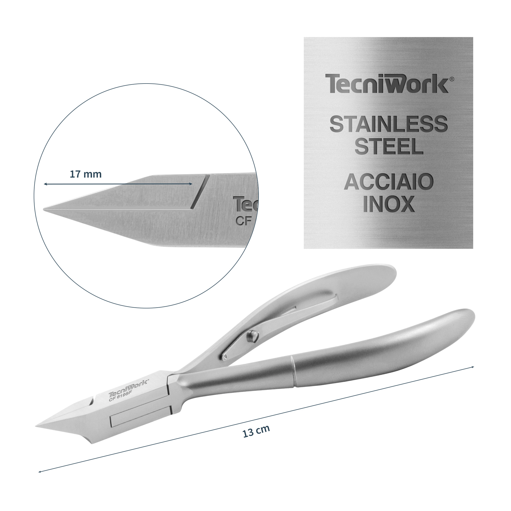 Professional nail nippers straight jaw cut 17 mm