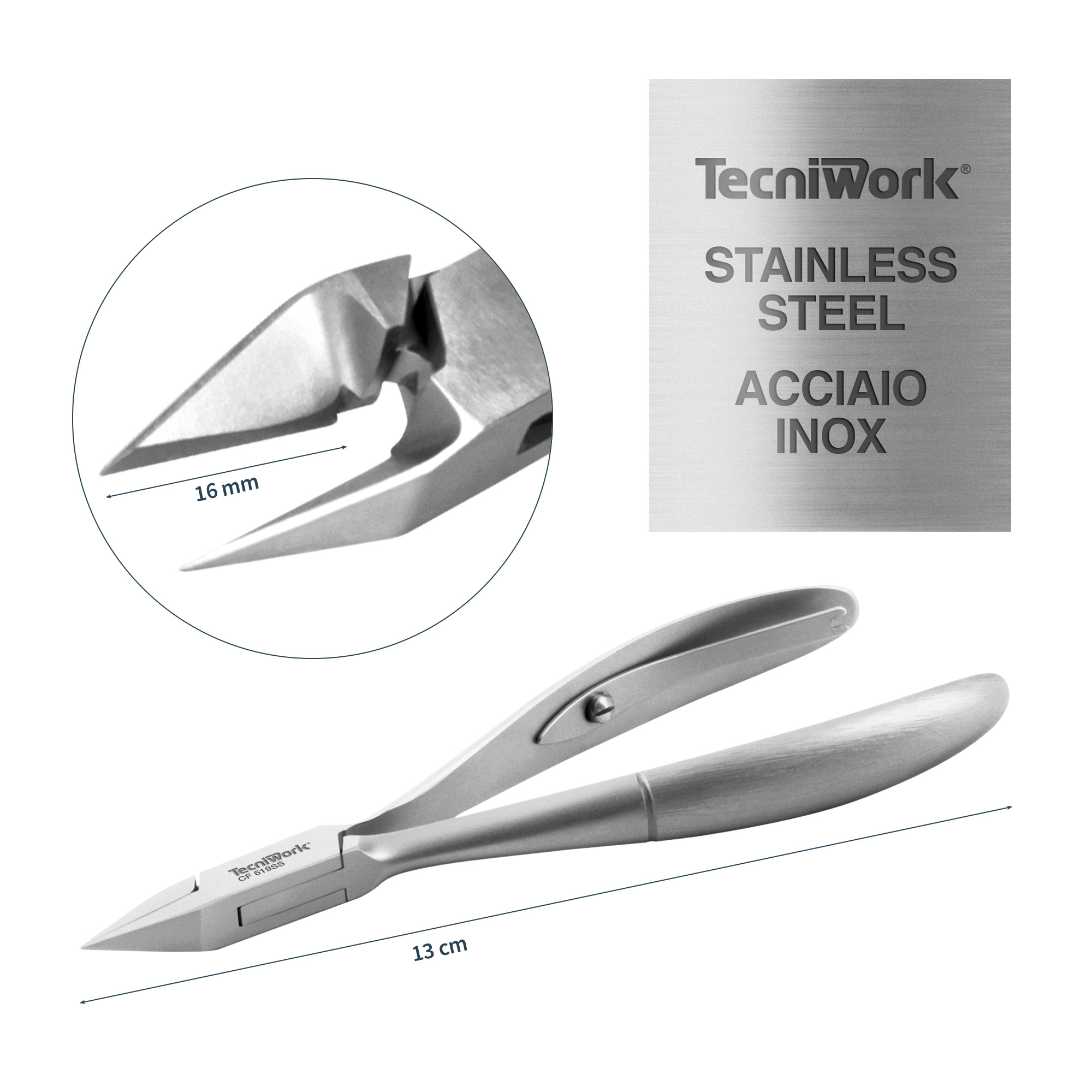 Professional nail nippers straight jaw cut 16 mm